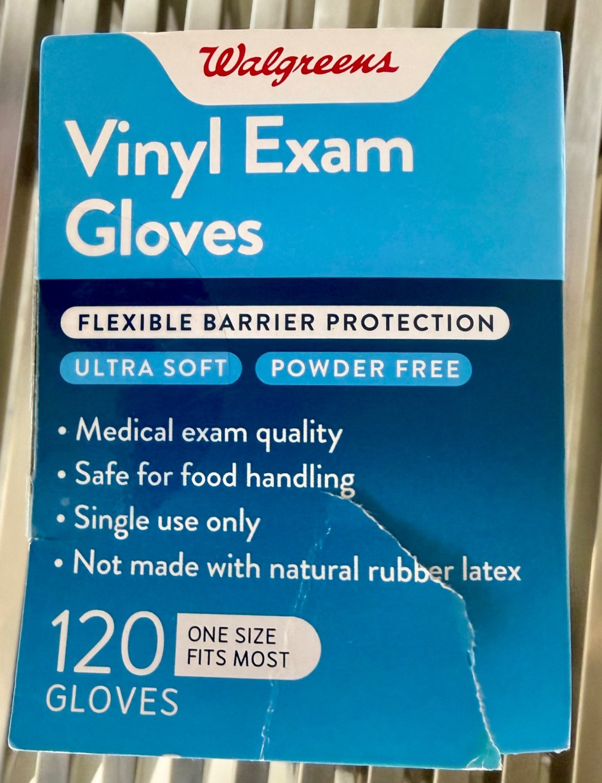 NEW Walgreens Vinyl Exam Gloves Powder Free One Size 120 COUNT