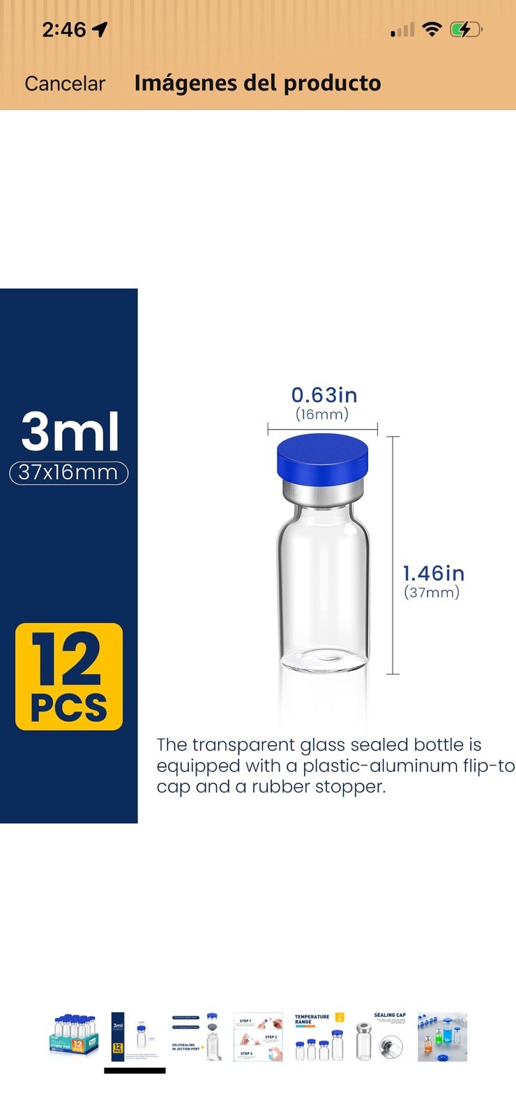 5ml Sterile Vials with Self Healing Injection Port and Sealing Cap, 5ML-12P