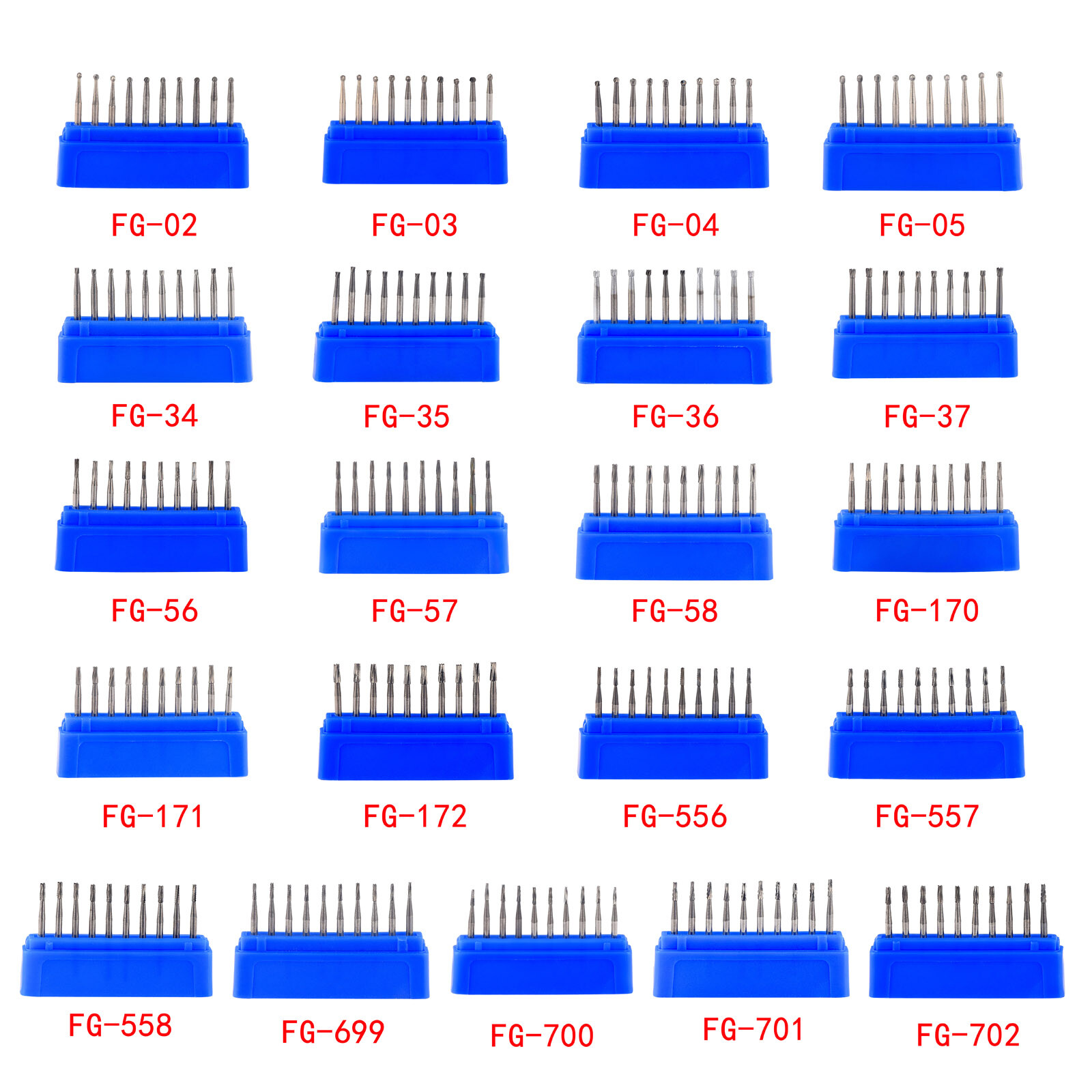 10pcs Dental Carbide Steel Diamond Burs Drill Bur for High Speed Handpiece