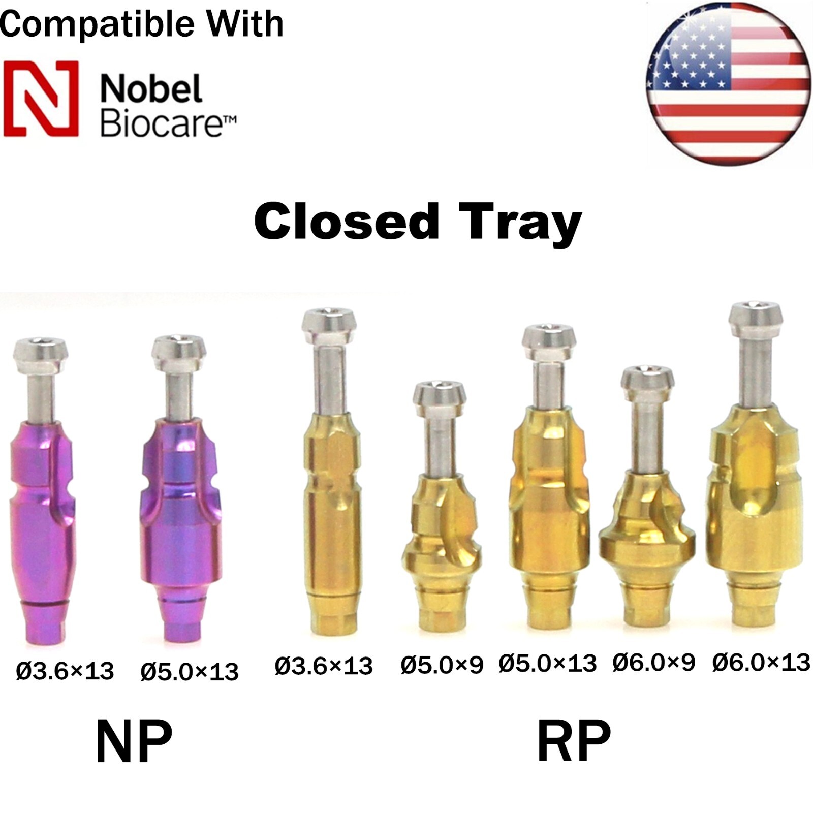 US Dental Nobel Active Open Close Tray NP/RP Impression Transfer Coping Analog