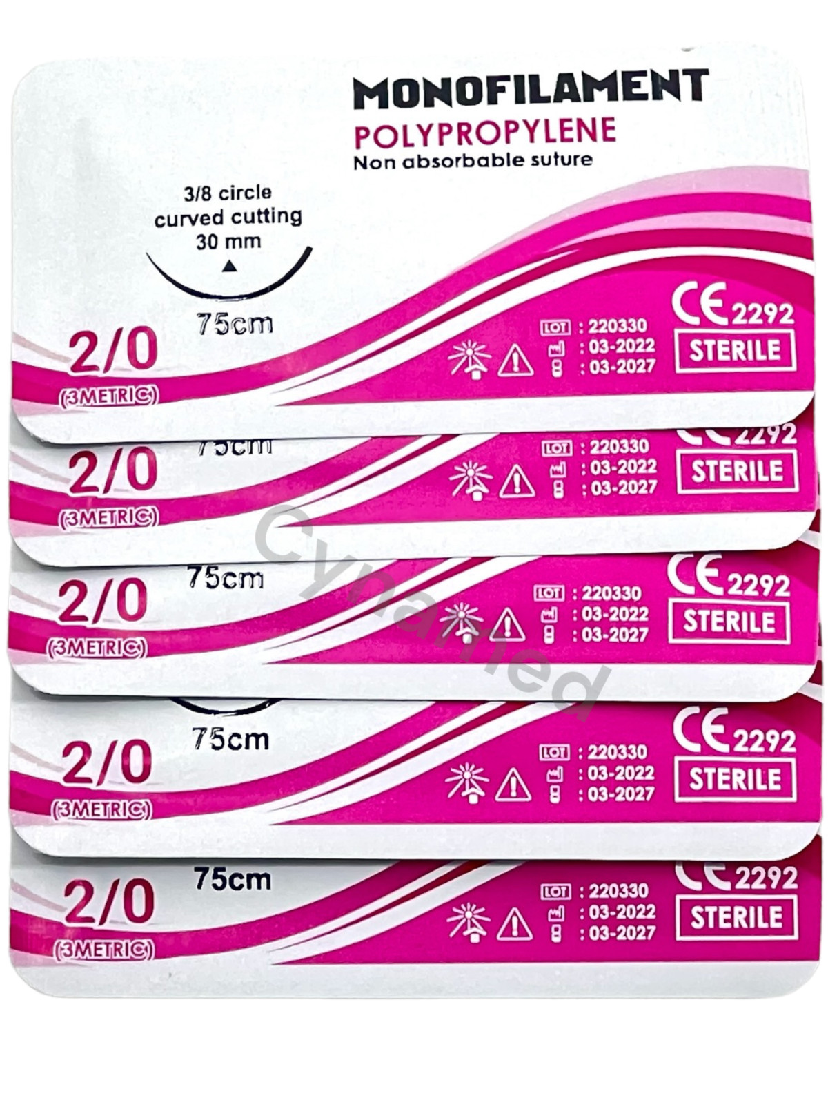 2/0 Polypropylene Sterile Training Suture Thread With Needle Sewing Box 12 PACK
