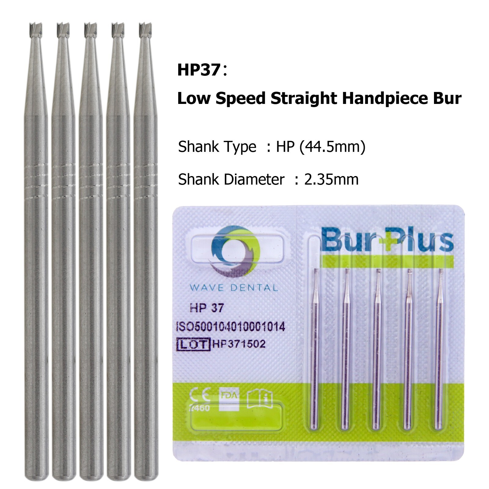 US Wave Dental Carbide Surgical Burs For Low Speed Straight Handpiece HP 44.5mm