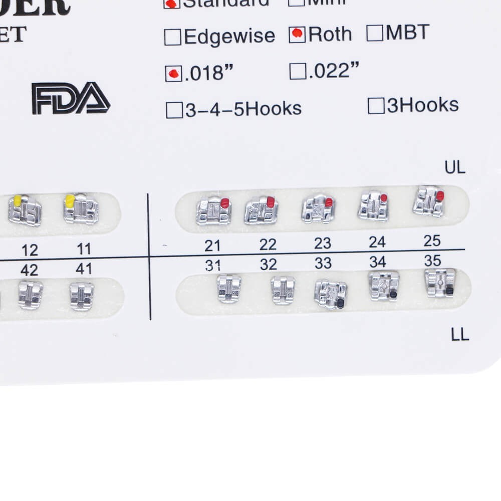 1-100 Packs Dental Orthodontic Bracket Braces Standard Roth 018 No Hook