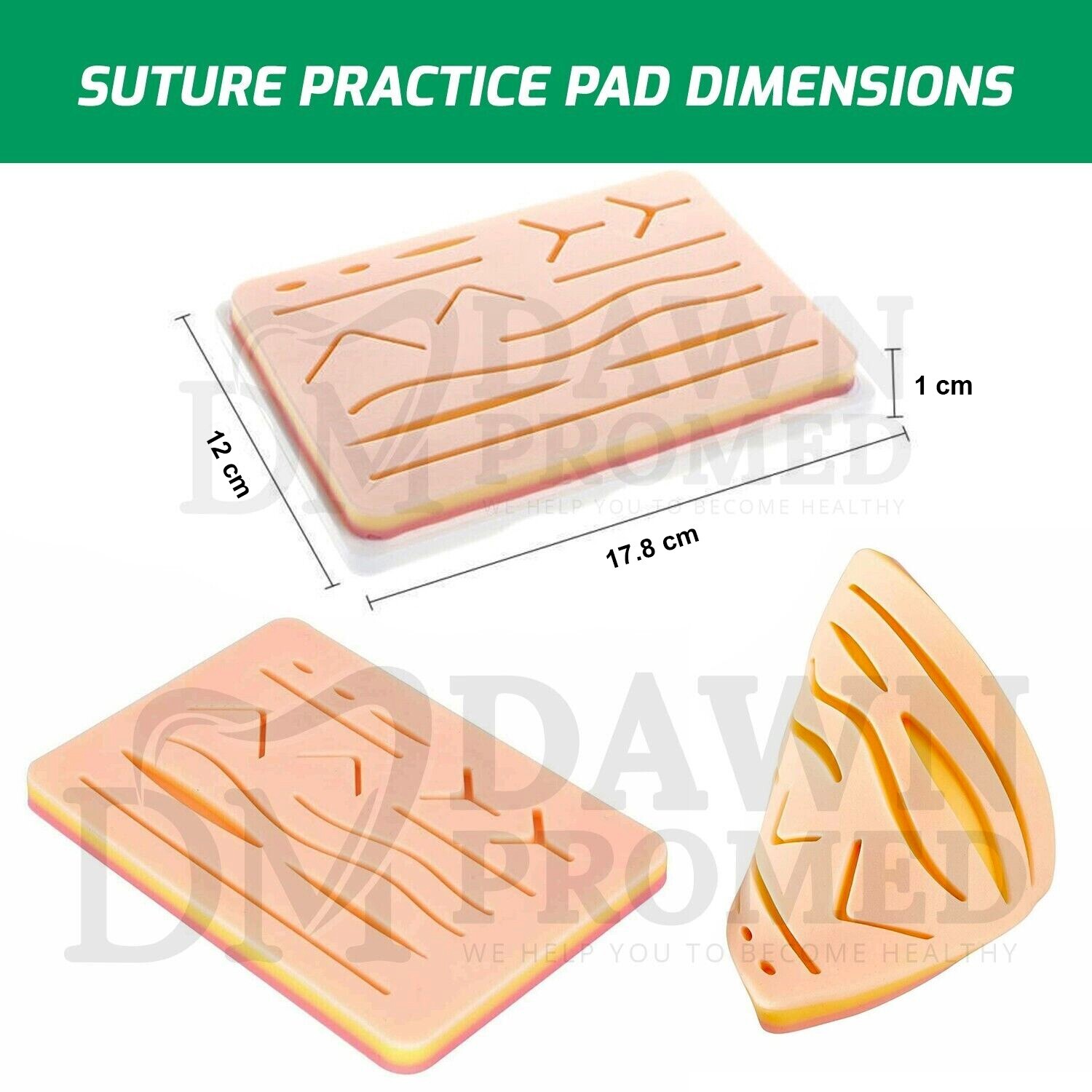 3 Pcs Medical Skin Suture Practice Silicone Pad Wound Simulated For Training Kit