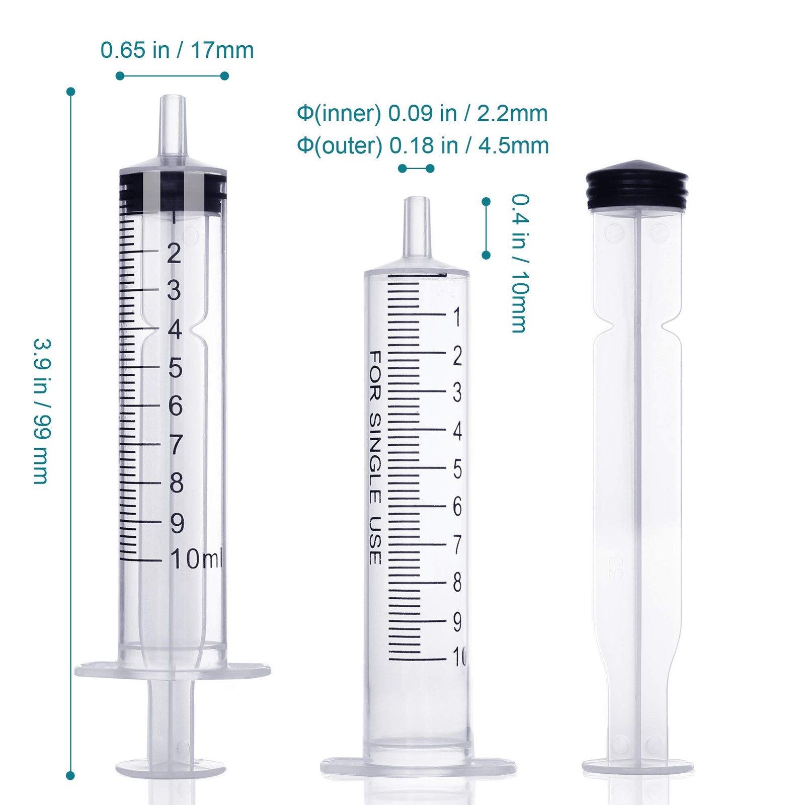 10ml Plastic Syringe Without Needle for Liquid – Measuring 10ml, transparent
