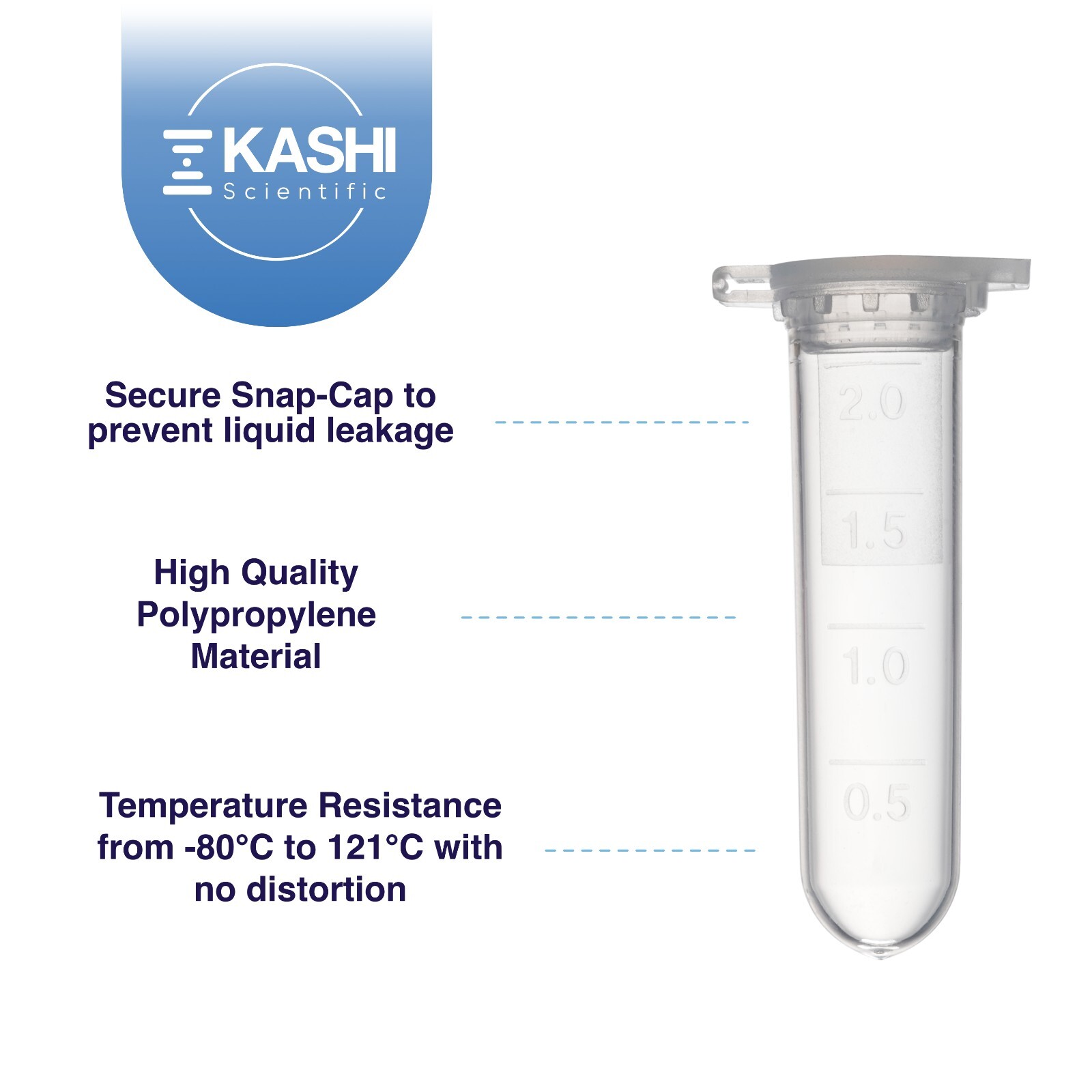 2mL Polypropylene Micro Centrifuge Tubes, Flip-Cap Tube with Frosted Area