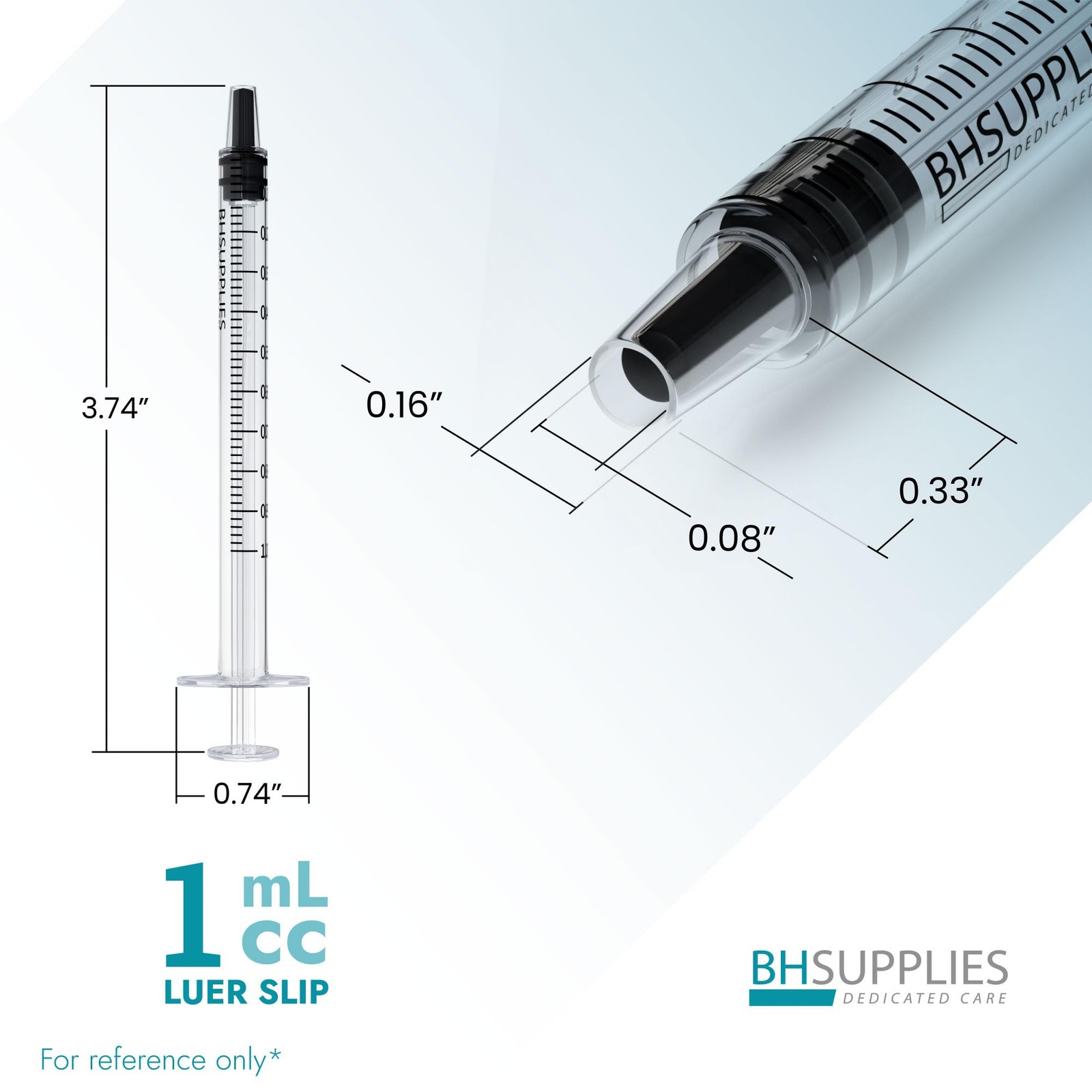 BH Supplies 1mL Luer Slip Tip Syringes (No 100 Count (Pack of 1), Clear