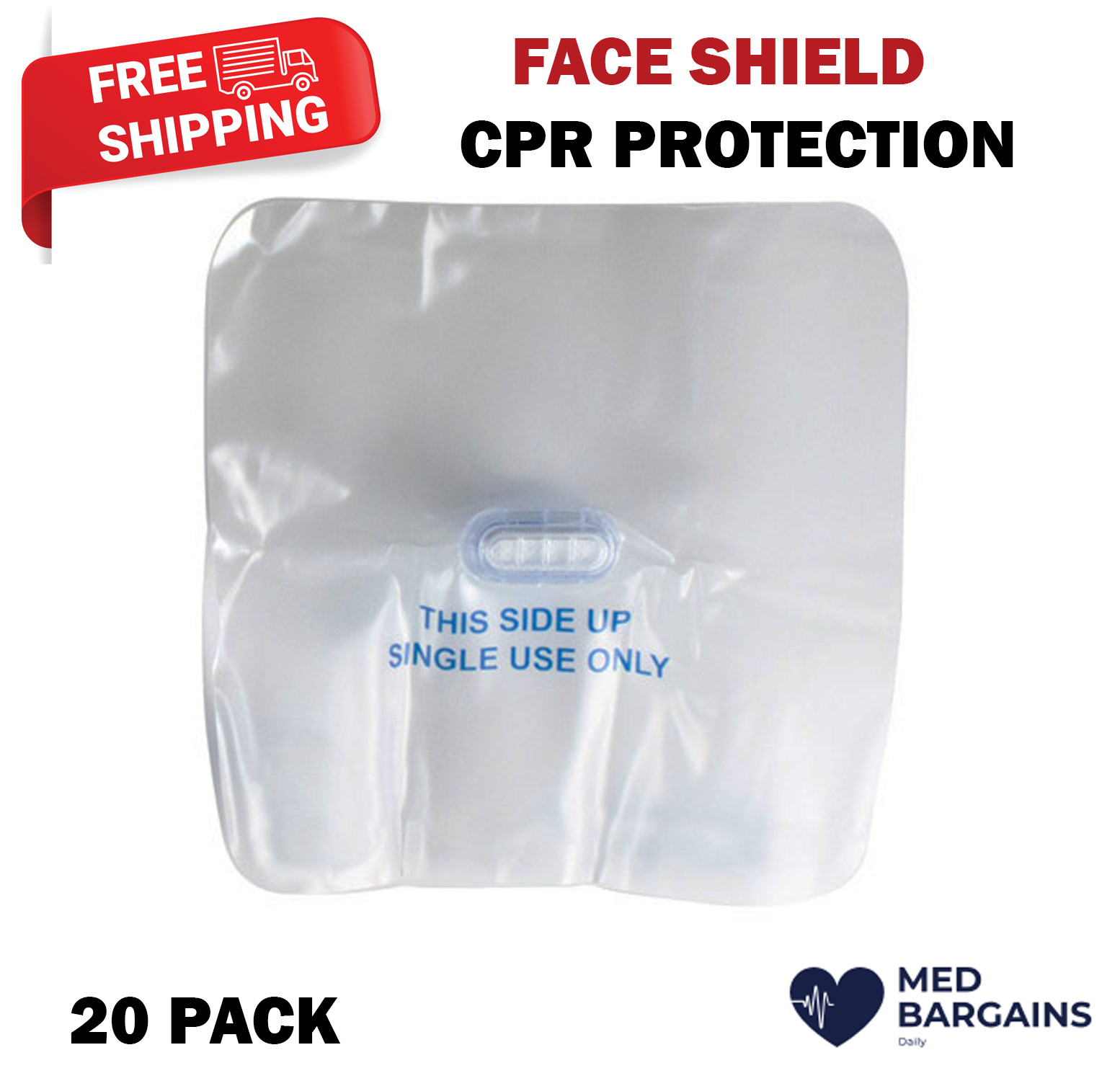 Ever Ready First Aid CPR Protector Face Shield 1800061 with One-Way Valve – 20CT
