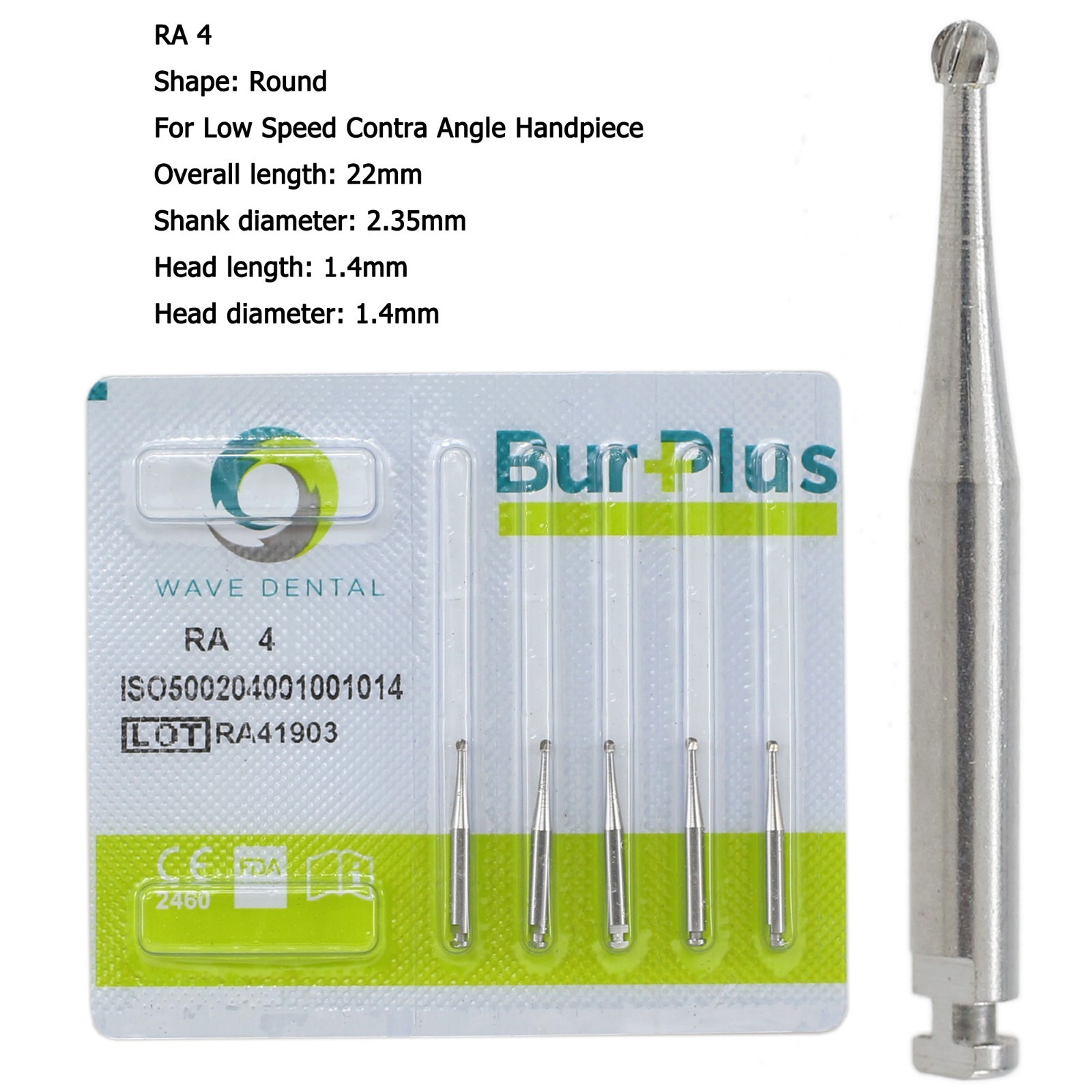 Wave Dental Carbide Burs Latch Round RA 2 4 5 6 8 702 For Low Speed Contra Angle