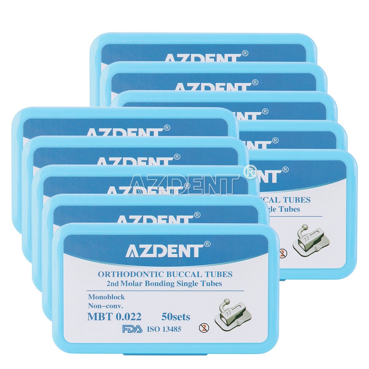 AZDENT 50set Dental Orthodontic Monoblock Buccal Tube MBT Roth 022 1st 2nd Molar