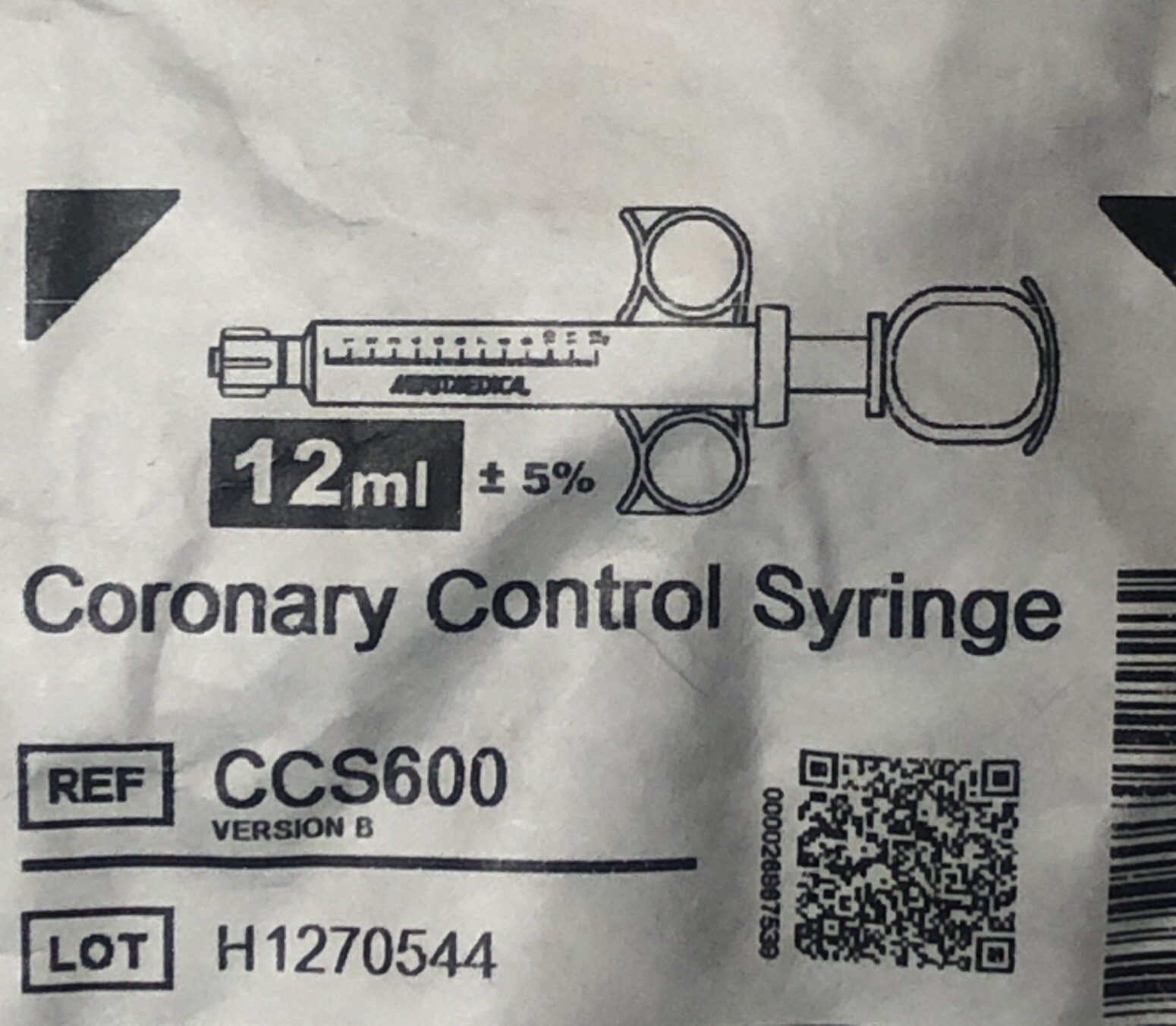Lot Of 4 Angio & PTCA Precise Control Syringes 2 Of Each 10mL And 12ml Sizes