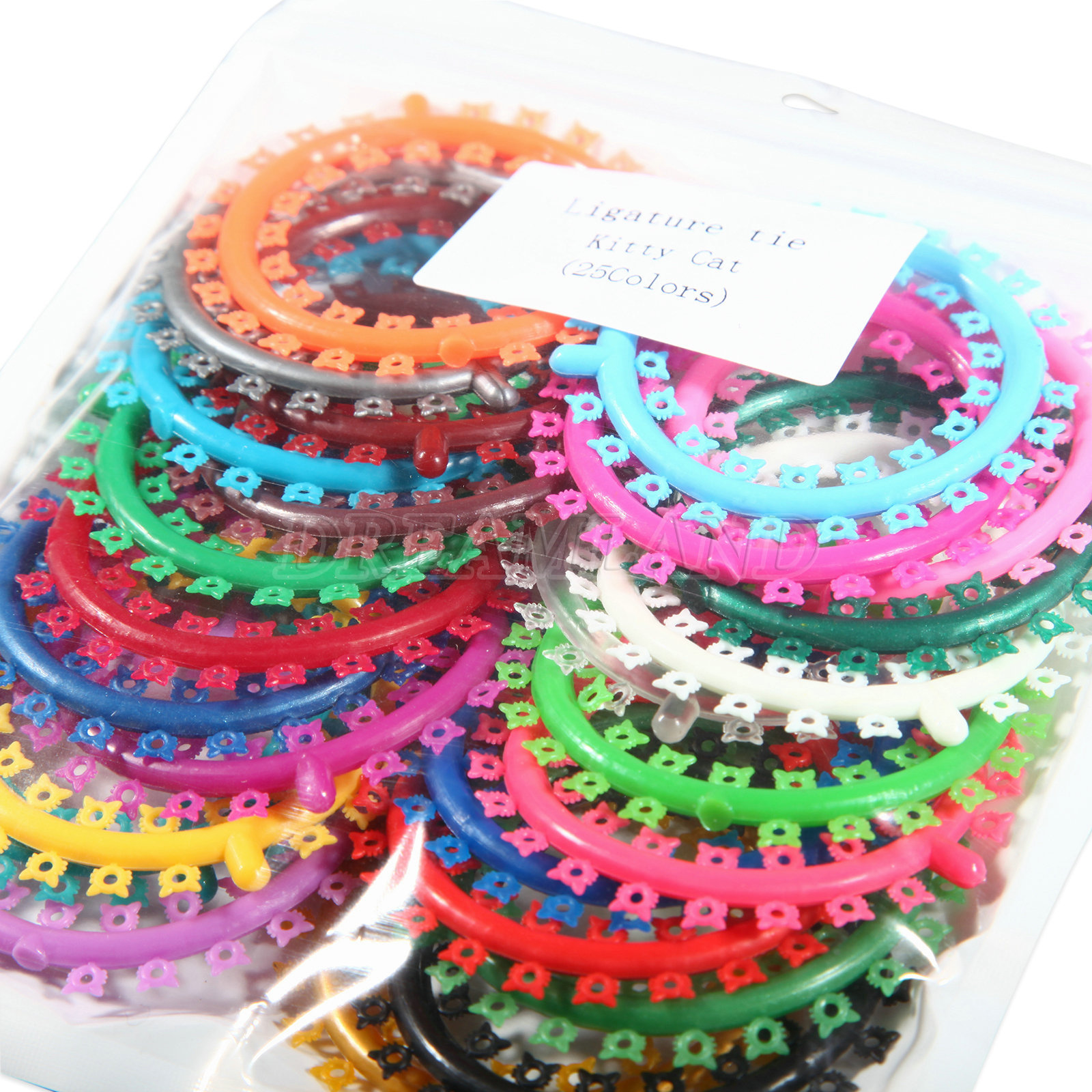 1000 Pcs New Orthodontic Elastic Rubber Multi-Colored Kitty Design Ligature Tie