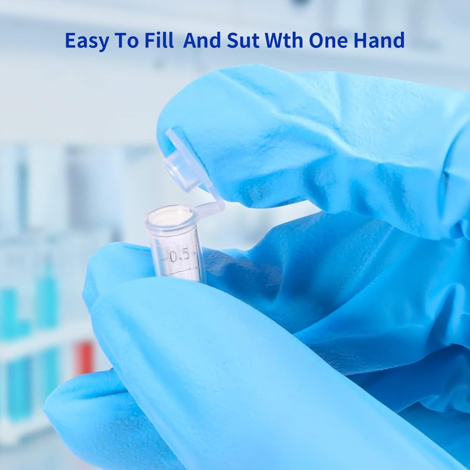 1000 PCS 0.5ml Microcentrifuge Tubes Clear Graduated Plastic Lab Snap Vials