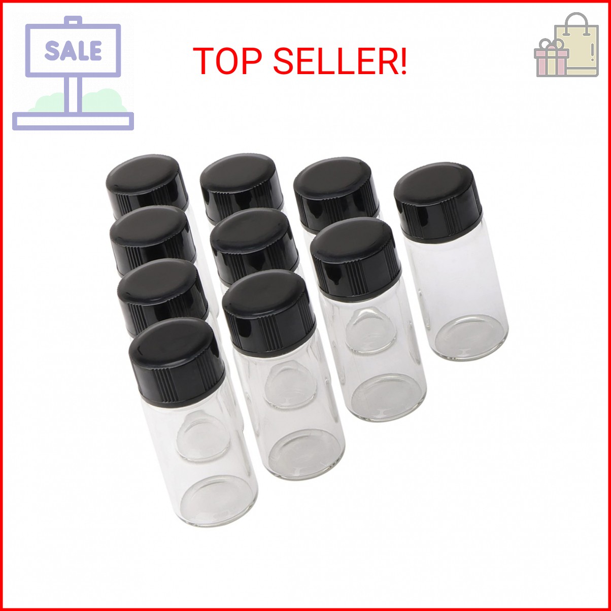 JIUWU 10 Pack 5ml Clear Glass Vials with Screw Caps, Small Refillable Sample Bot