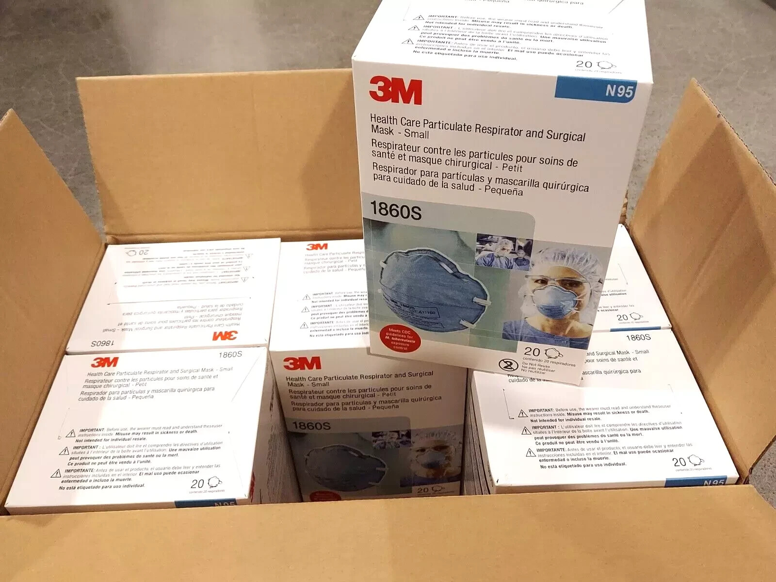 LOT OF **260** 3M 1860S N95 Small Particulate Respirator and Surgical Mask