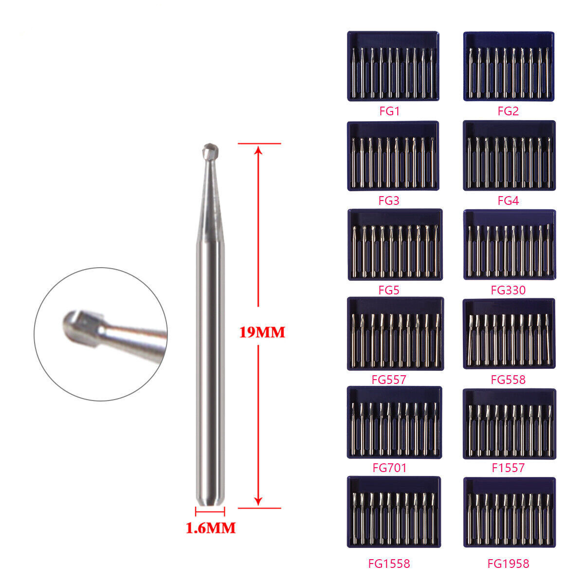 Dental Surgical/Tungsten Steel Carbide Burs FG For High Speed Handpiece ALL Size