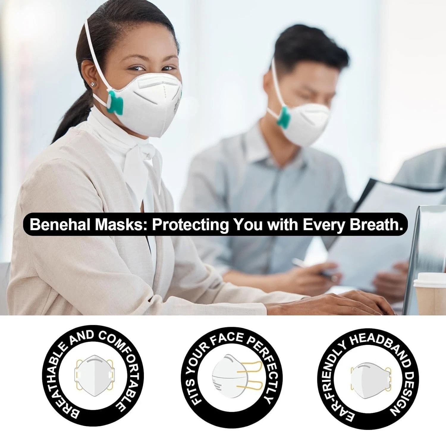 Lightweight 10 Count N95 Respirator Masks | Certified 95% Filtration, Adult Fit