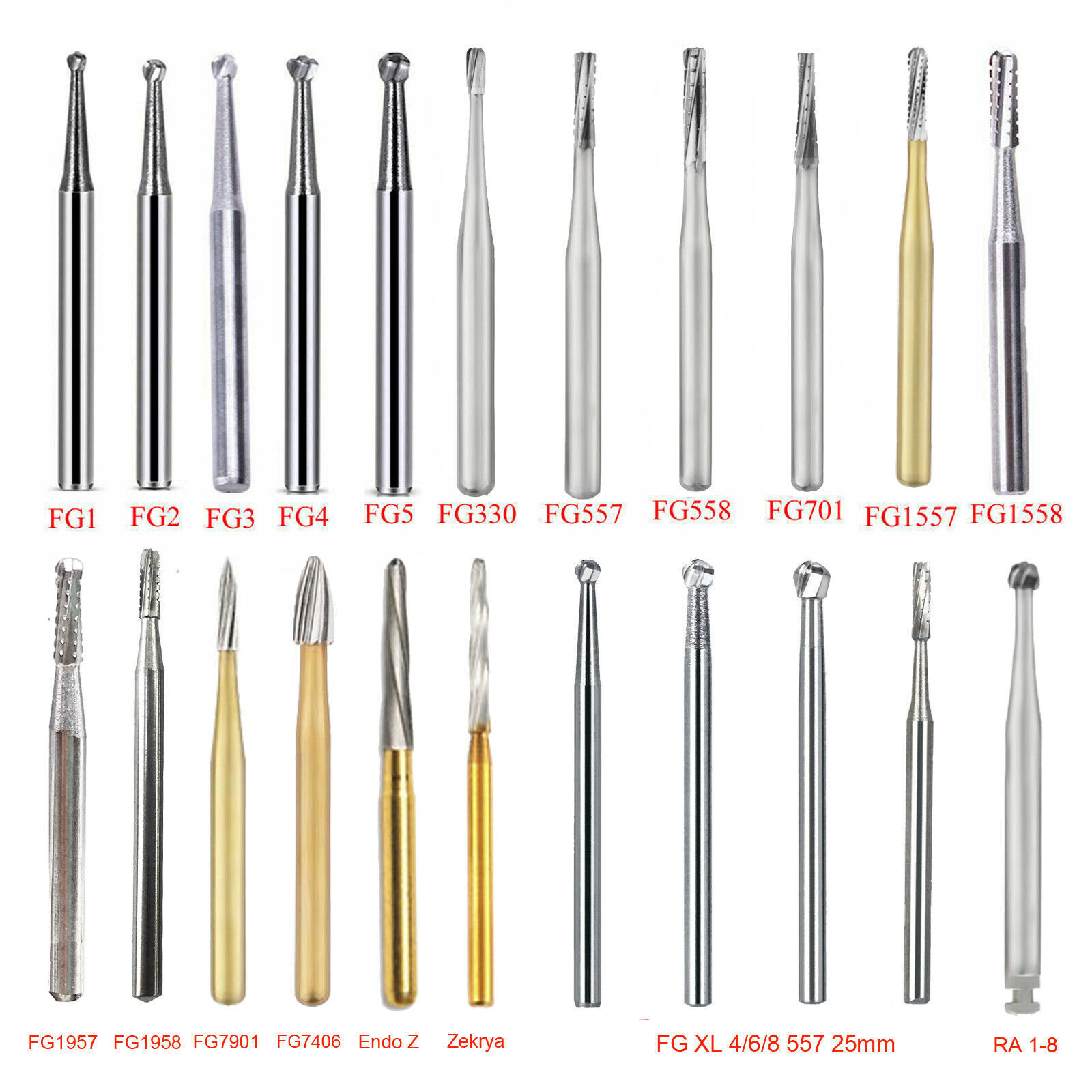 Dental Carbide Burs RA FG For High Low Speed Handpiece Contra Angle Turbine