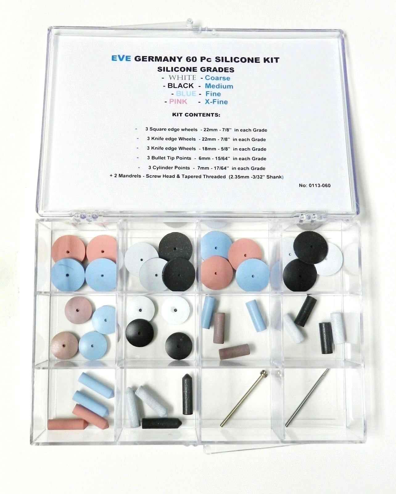 Silicone Polishing Wheel Assortment Kit 60 Pieces Eve Germany Jewelry Polishers