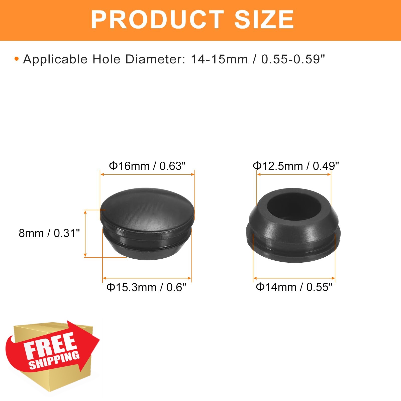 uxcell Silicone Plugs 14-15mm Hole Stoppers 26 pcs