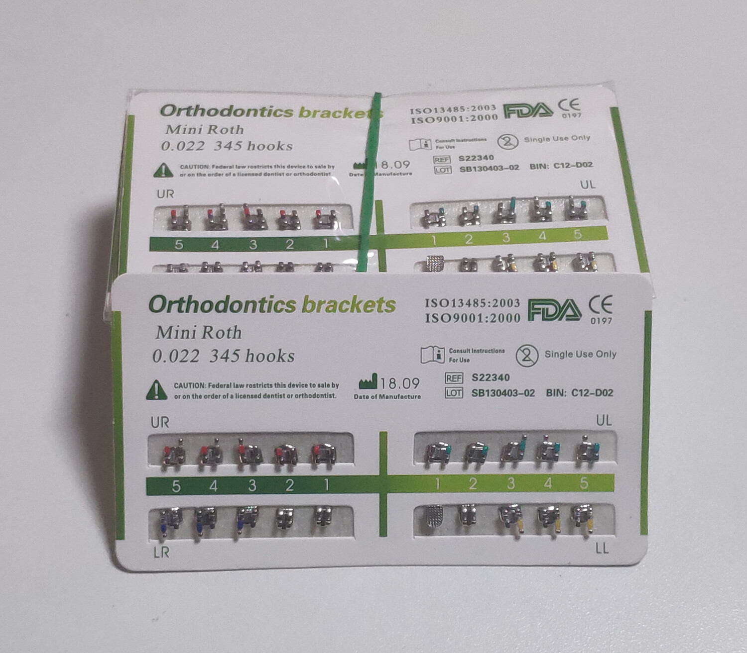 10 Sets Dental Metal Bracket MIM Monoblock Mini Roth 022 345 hooks Mesh Base