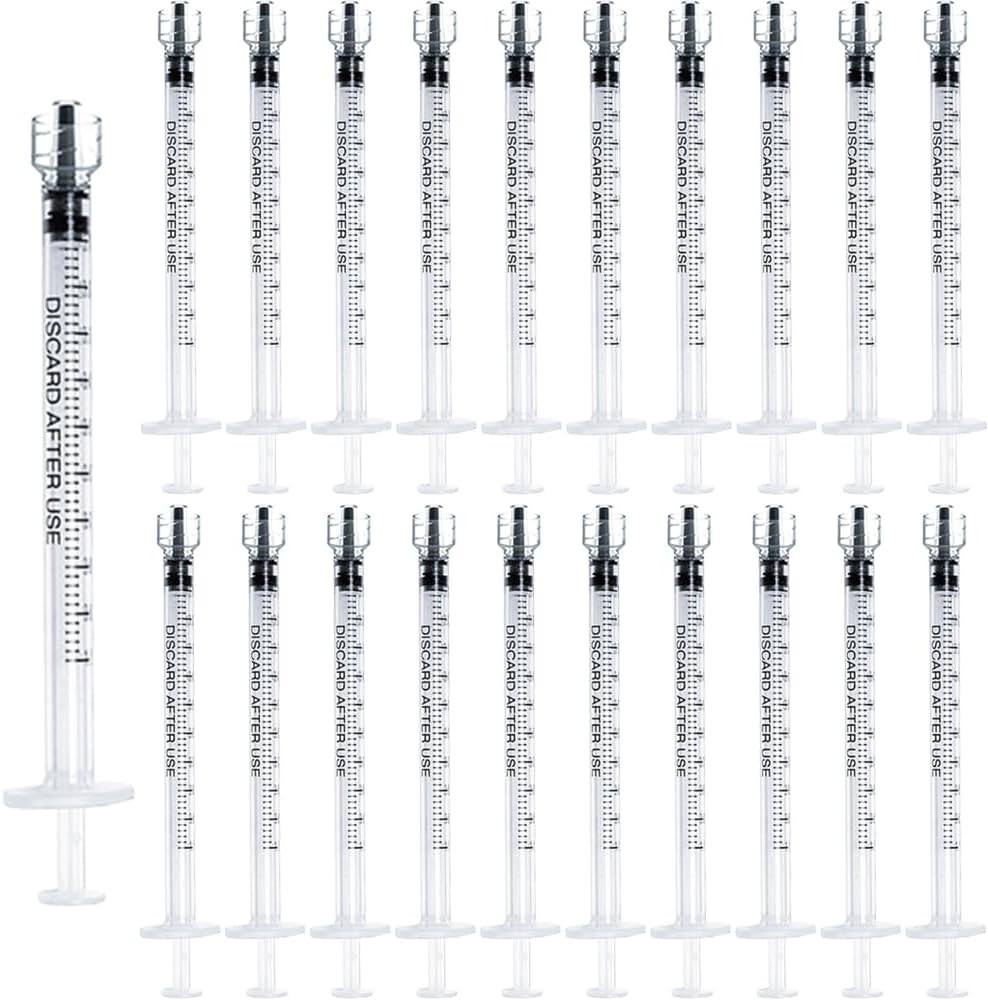20 Pack 1mL Luer Lock Syringes without Needle, 1 ml cc Disposable Syringe Indivi