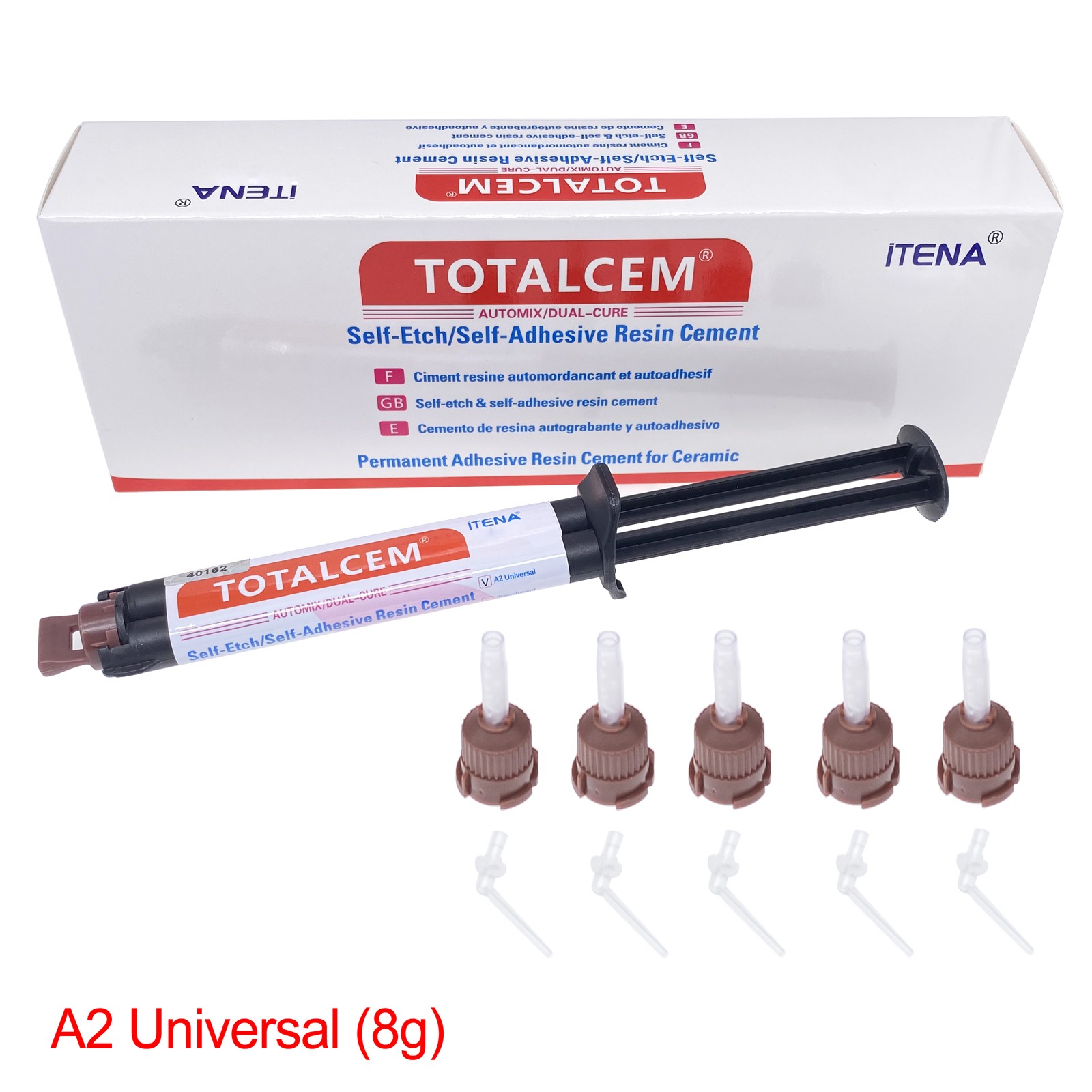 Total Cem by Itena 8 gm Self Etch, Self Adhesive Resin Cement +Tips Long EXP