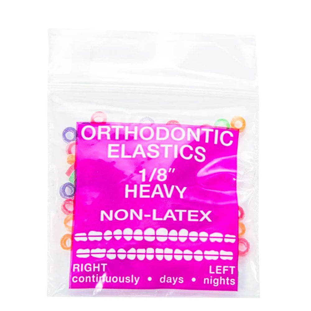 JMU Dental Orthodontic Intra Oral Elastic, Heavy 1/8″, Assorted Neon, 100/Bag