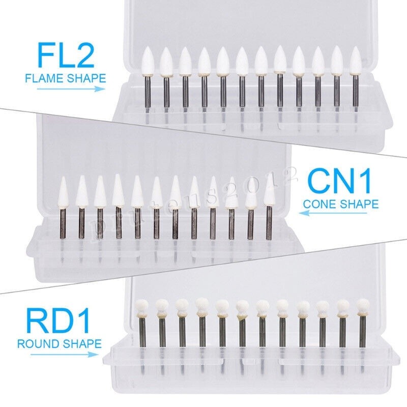 12X Dental White Stone Porcelain Handpiece Polishing Burs High Speed Drill
