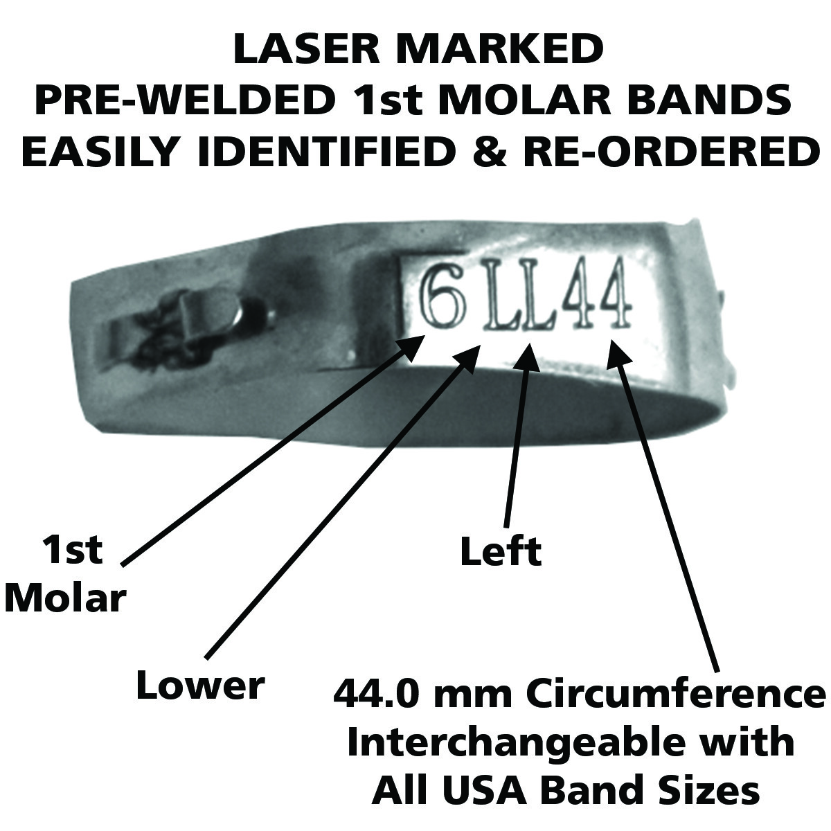 Orthodontic Pre-Welded 1st Molar Bands USA Sizes Roth .022 Tube/ Cleat Pack of 5