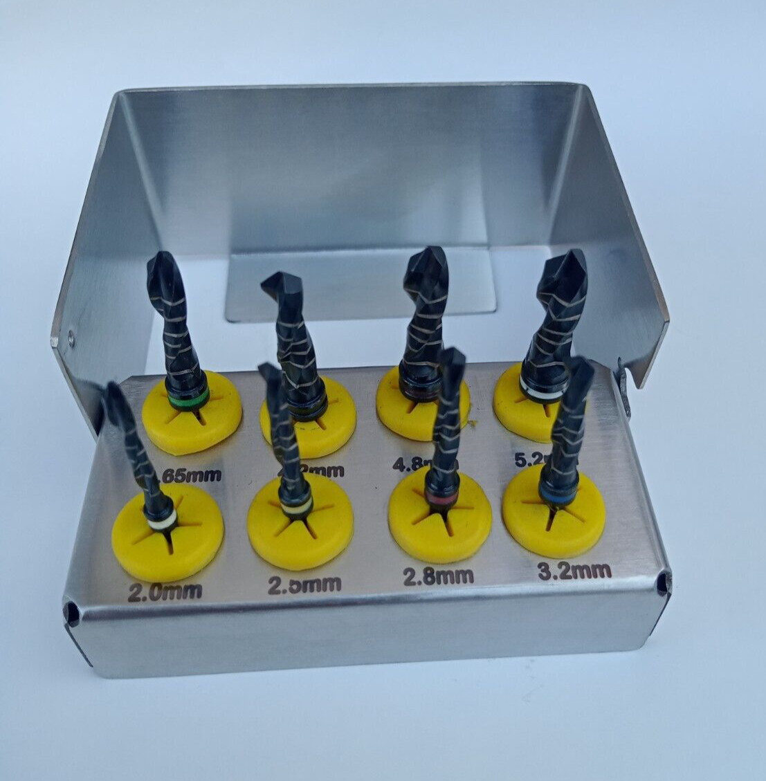Dental Implant Drills Kit 8 Pcs Set Titanium Coated Black Surgical Tools NEW CE