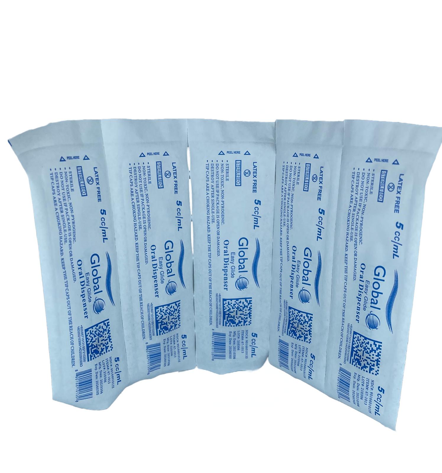 Easy Glide 5ml 5cc Oral Syringe, Sterile, Caps Included, 100 Pack