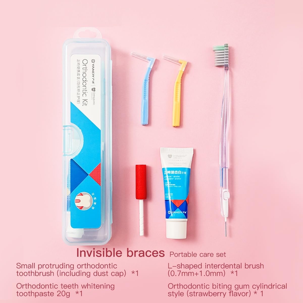 YANDY Portable Orthodontic Oral Care Kit for Braces 1 Count (Pack of 1), Blue