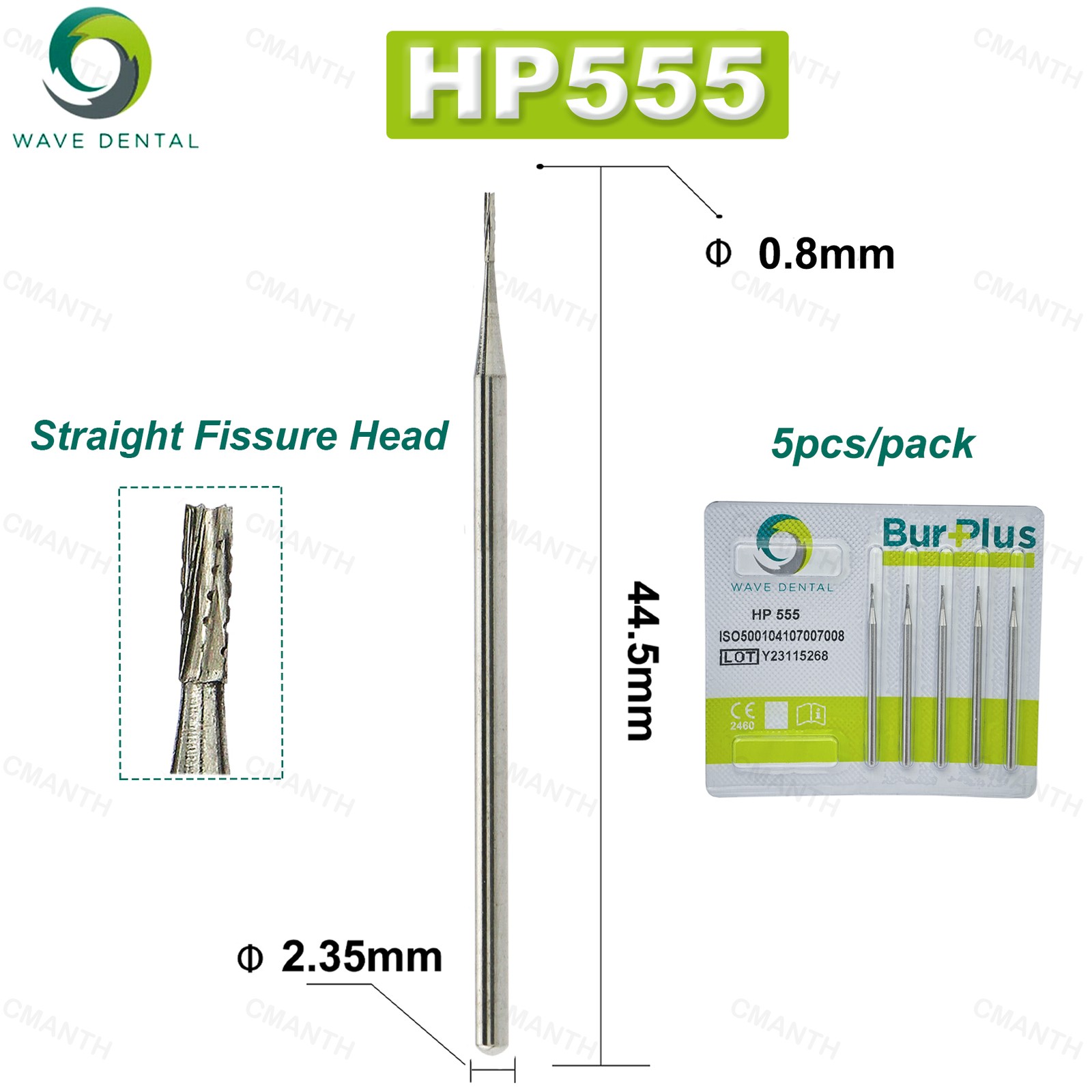 US WAVE Dentistry Drill Tungsten Carbide Burs Straight Fissure Bur For Low Speed