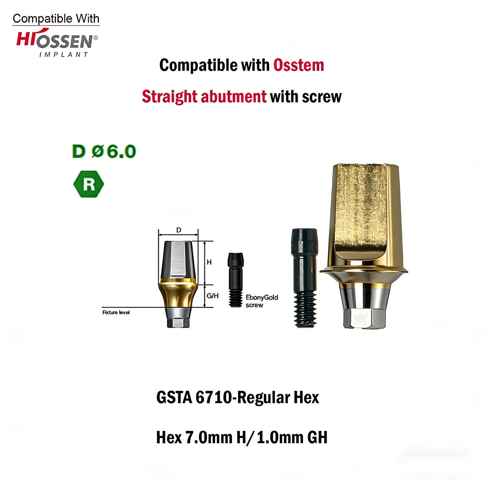US 5pcs Dental Osstem Hiossen TS Ti Straight Transfer Abutment Hex MINI/Regular