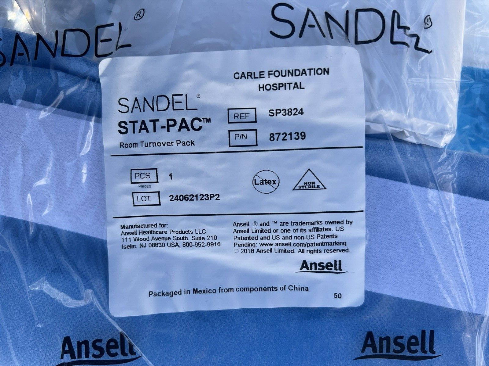 Ansell Sandel Stat-Pac Room Turnover Pack 872139 ANSELL None sterile Lot of 10
