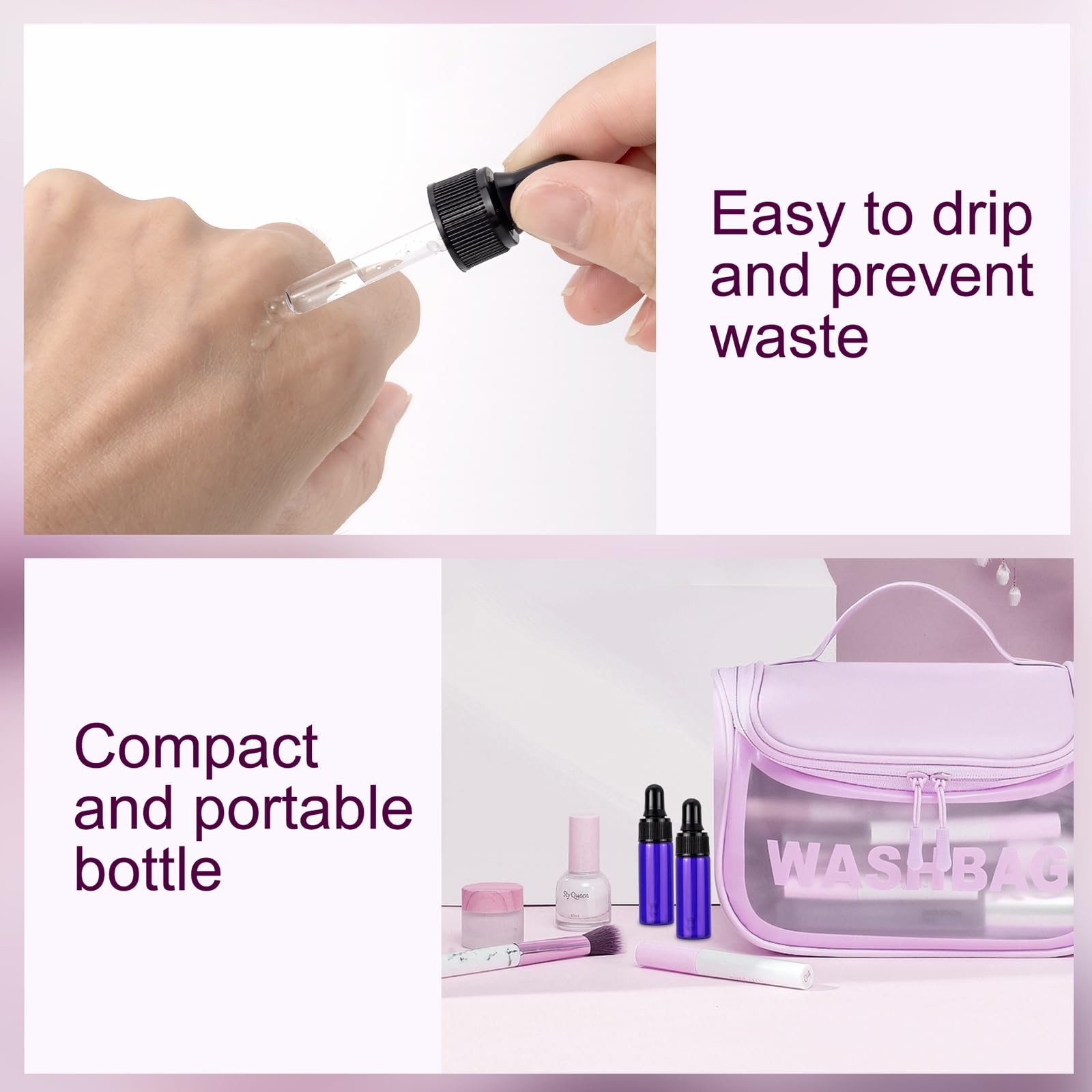 Kesell 5ml Small Dropper Bottles Empty Essential Oil Glass Bottle Purple