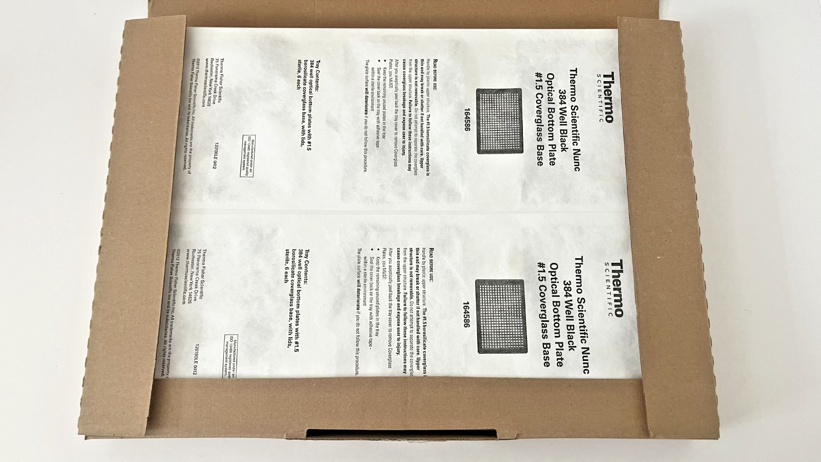 Thermo Scientific Nunc 164586 384 Well Glass Bottom Black Plate 120ul 6/PK New