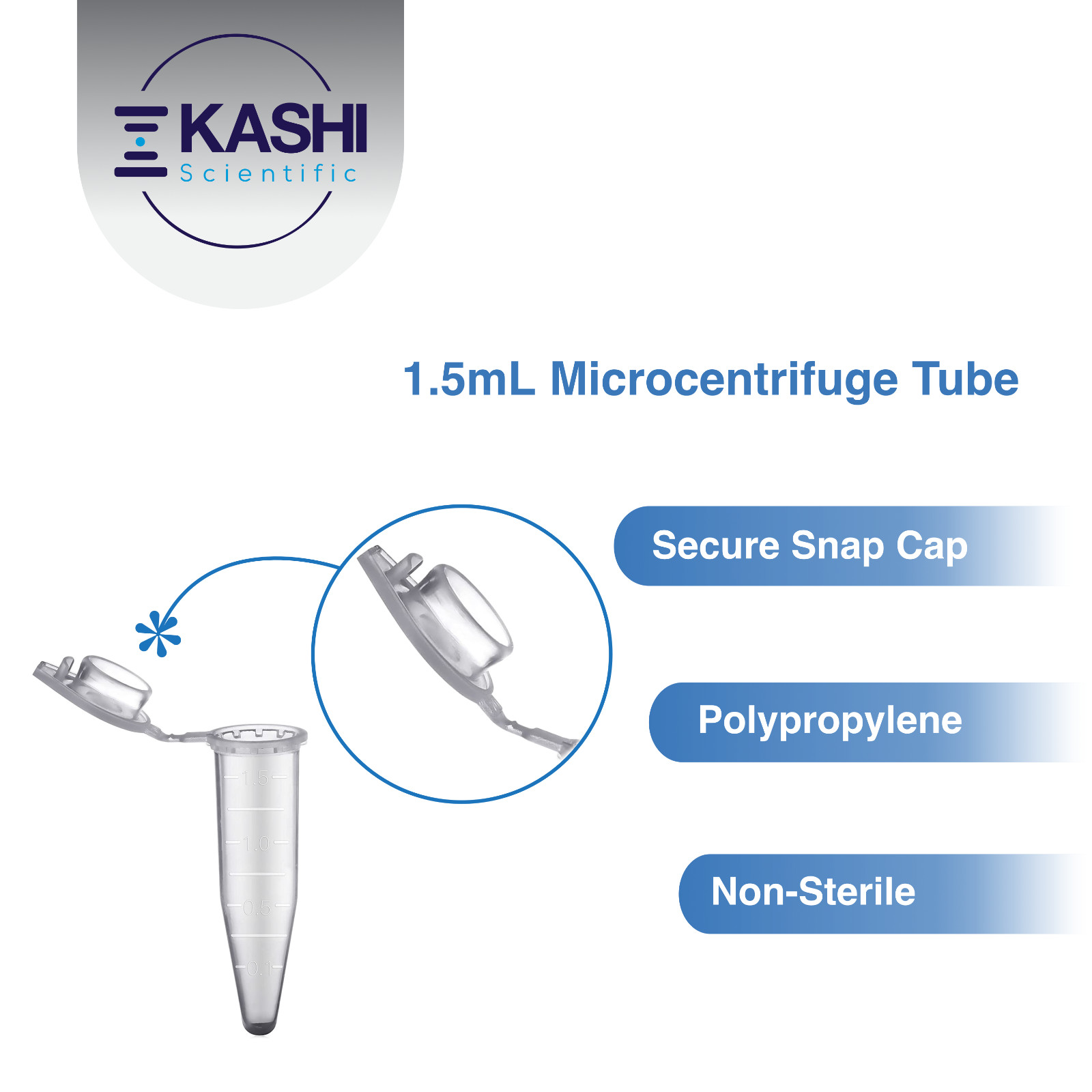 1.5mL Polypropylene Micro Centrifuge Tubes, Flip-Cap Tube with Frosted Area