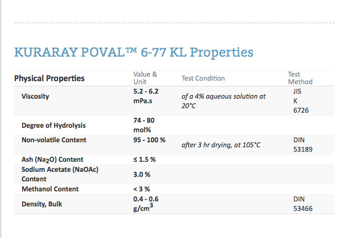 Polyvinyl Alcohol 500g PVA PVOH Kuraray Poval 6 77 KL Polymer 22625 12 1 KL 506
