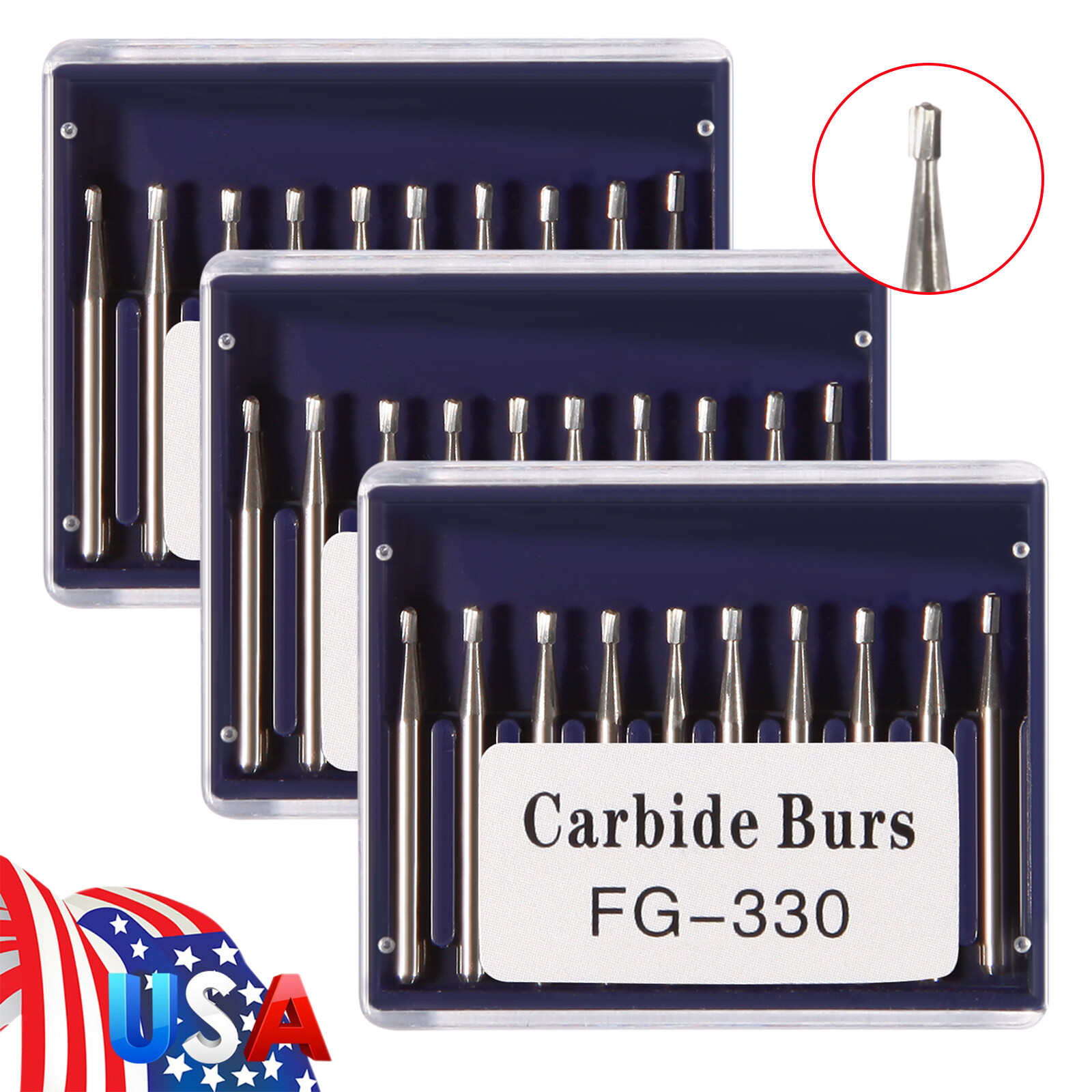 10-100PCS Dental Tungsten Carbide Steel Burs FG-330 for High Speed Handpiece
