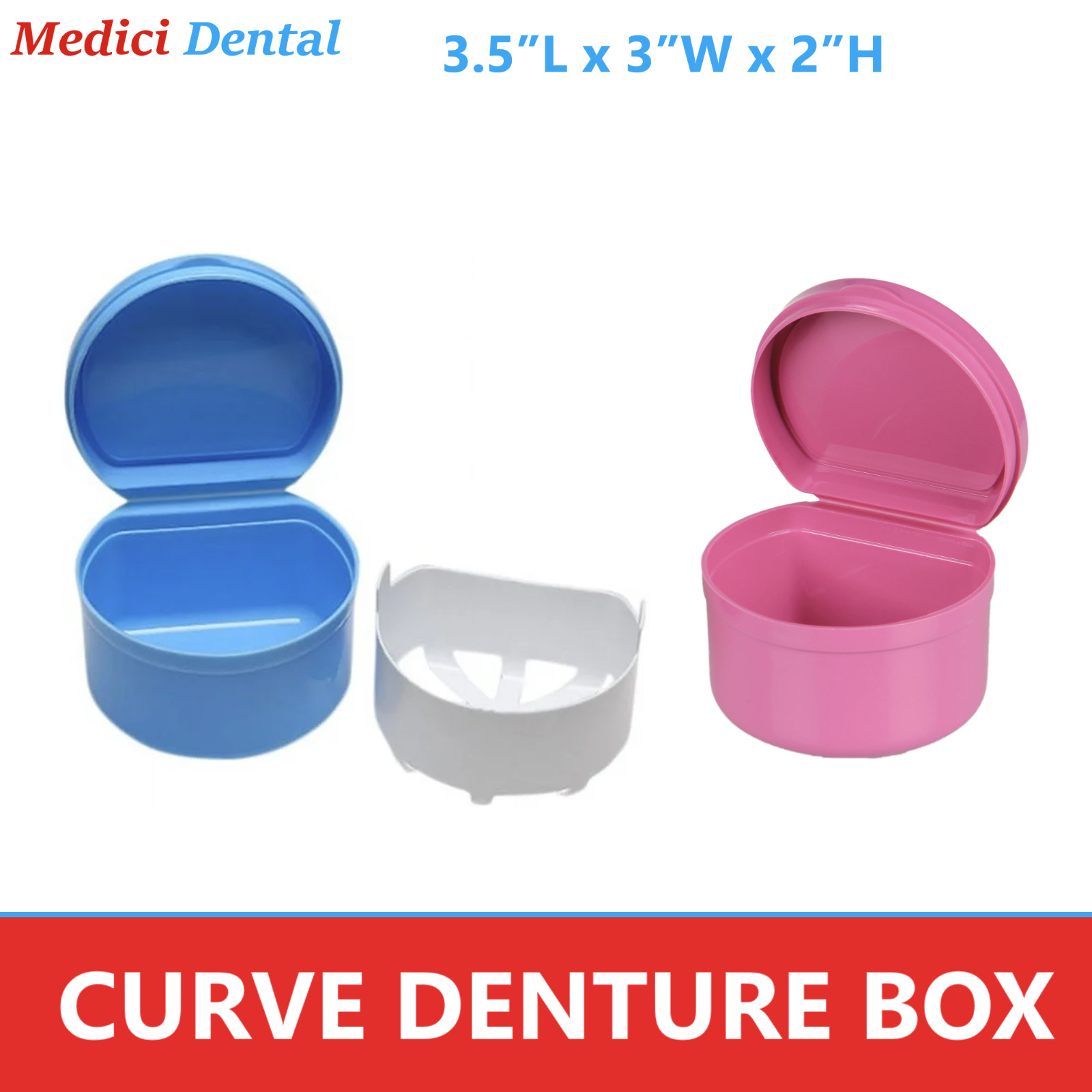 Dental Denture Box case carrier – 3′ Deep, Round Curve Denture Case Mouthguard