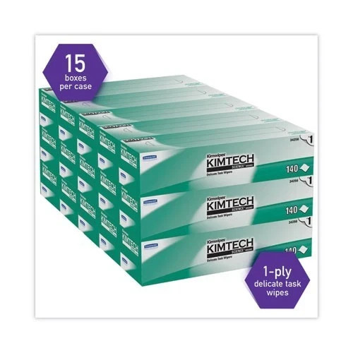 Kimtech Kimwipes Delicate Task Wipers, 14.7×16.6, Unscented, 144/Box, 15/Pack