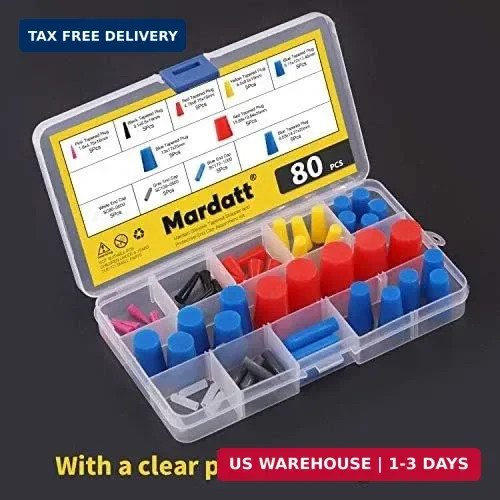 80Pcs Silicone Rubber Tapered Stopper Plug and Protective End Cap Assortment Kit
