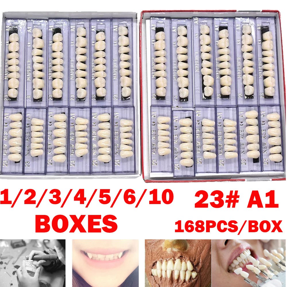 1-10 Boxes Dental Acrylic Resin Denture 23# A1 Full Set Teeth Upper Lower Shade