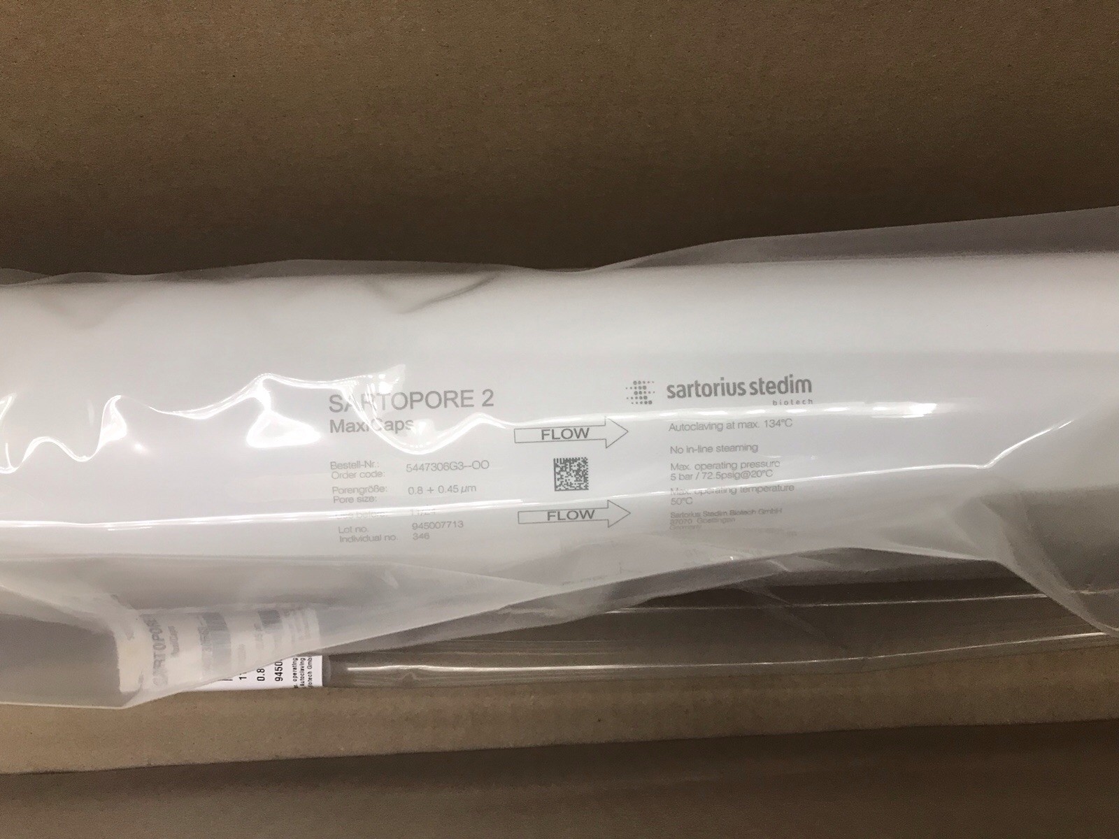 Sartorius Sartopore 2 MaxiCaps 0.8 + 0.45 µm 30″ 5447306G3–00 – New