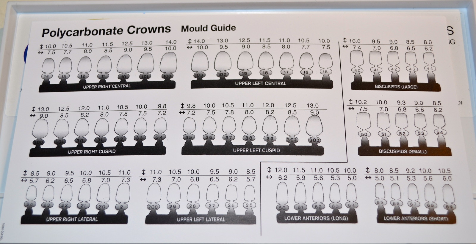 #9 Upper Left Central Anterior – Dental Polycarbonate Temporary Crowns + DENTEK