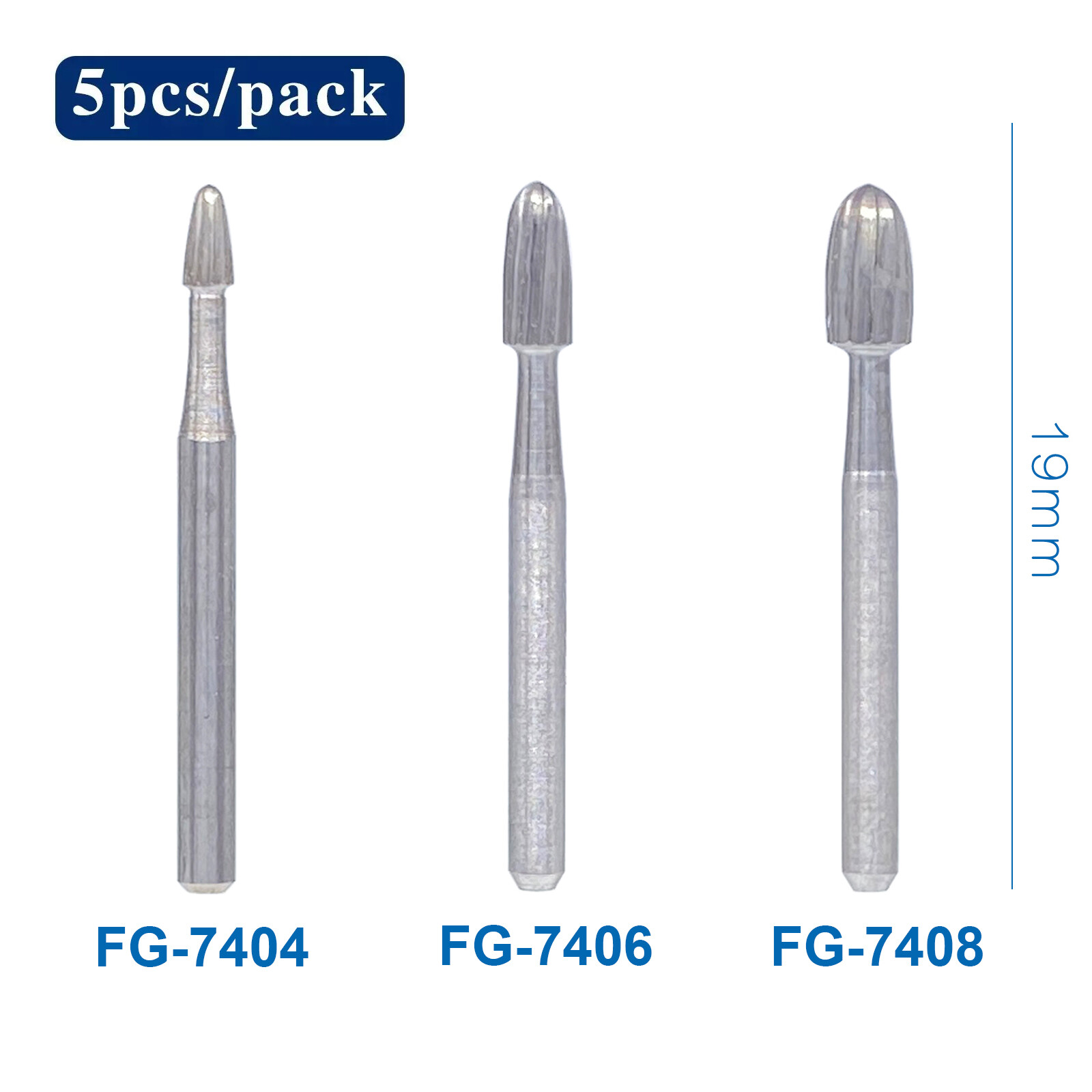 Dental Tungsten Carbide Burs Trimming & Finishing Egg Football FG 7404 7406 7408