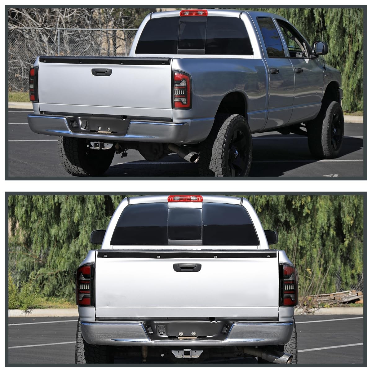 Black Tail Lights w/Red LED 2007-2008 Dodge Ram 1500 2500 3500 Left Right Pair