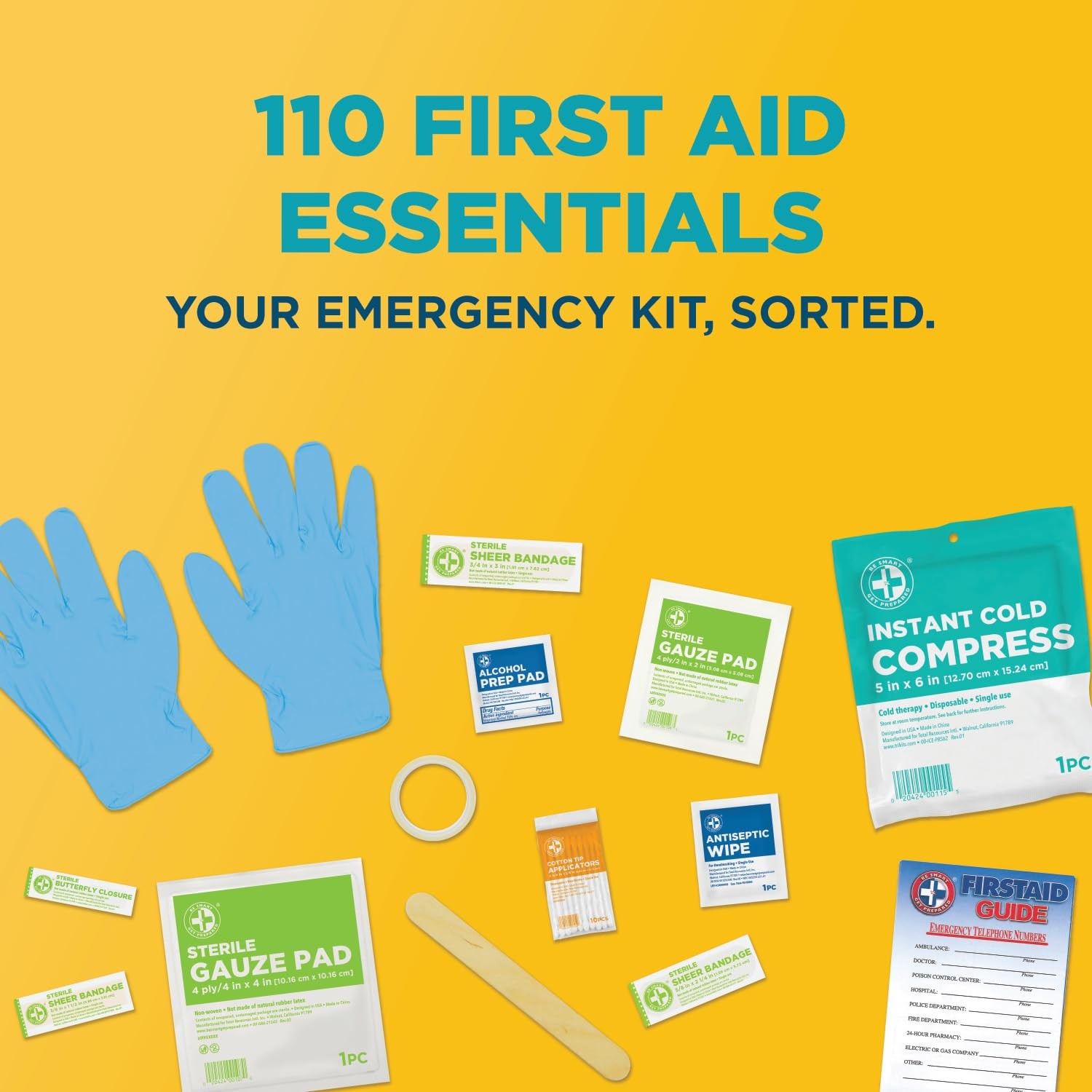Be Smart Get Prepared 110 pc First Aid Kit: 1 Count (Pack of 1), Dark Blue